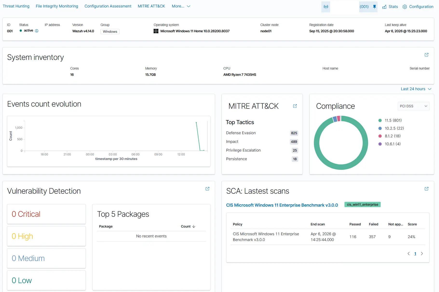 Wazuh vulnerability detection logs
